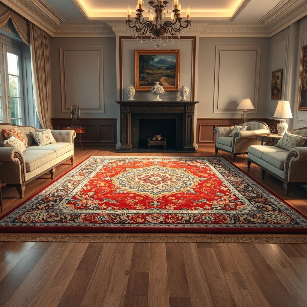 Tapis luxueux exposé dans un salon