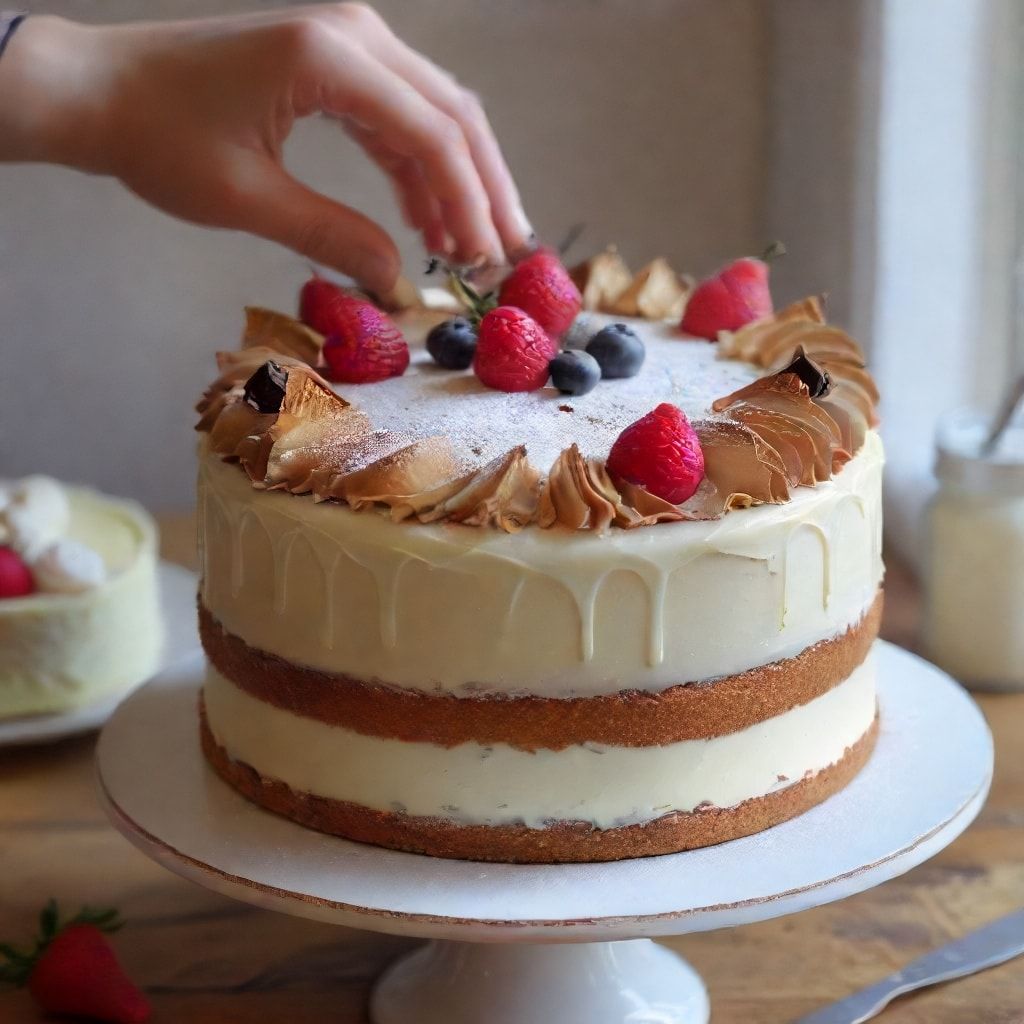Pâtissier décorant un gâteau